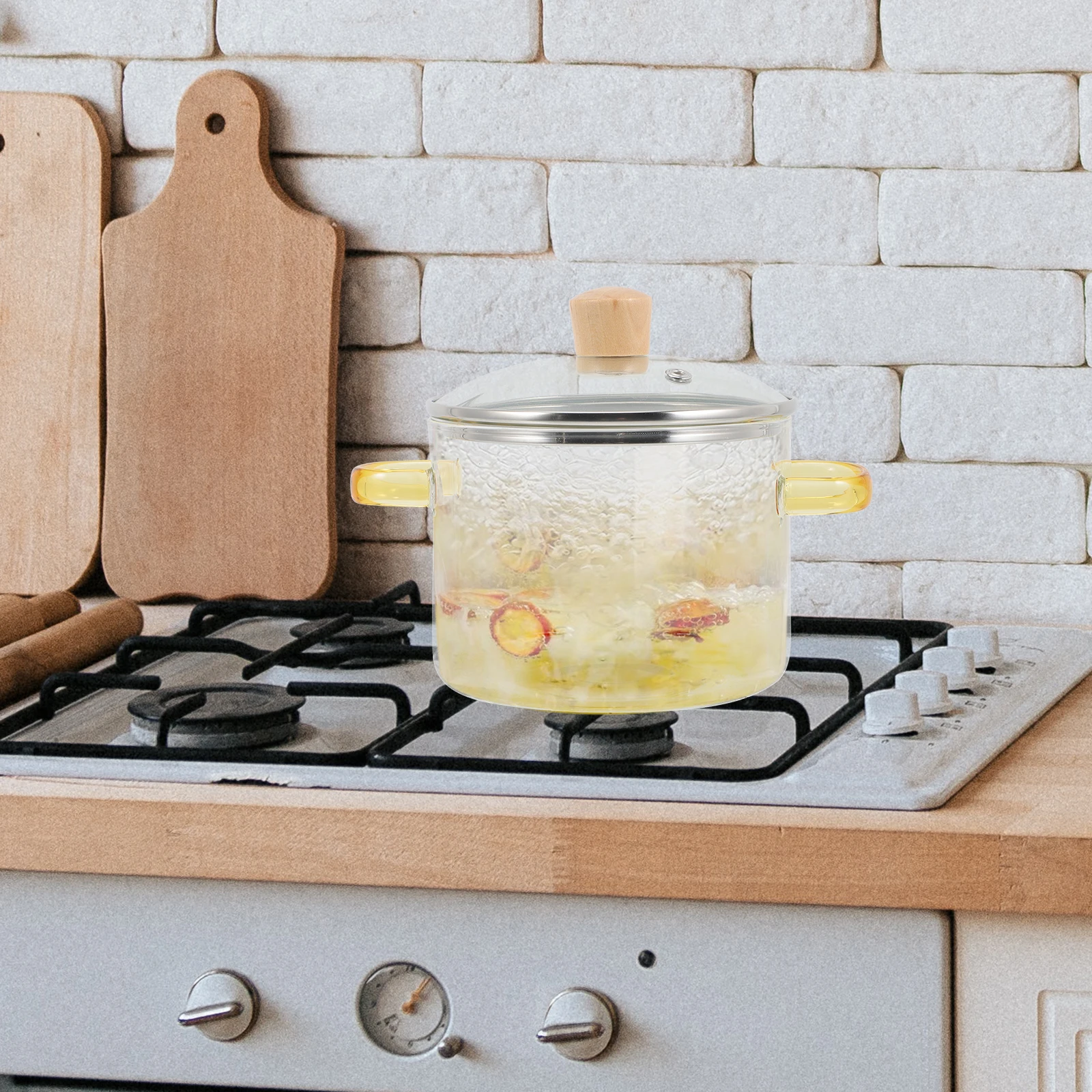 

Heat Resistant Clear Glass Stew Pot Double Handle Kitchen Cooking Pot for Soup Stewing Food Cooking Kitchen Pots