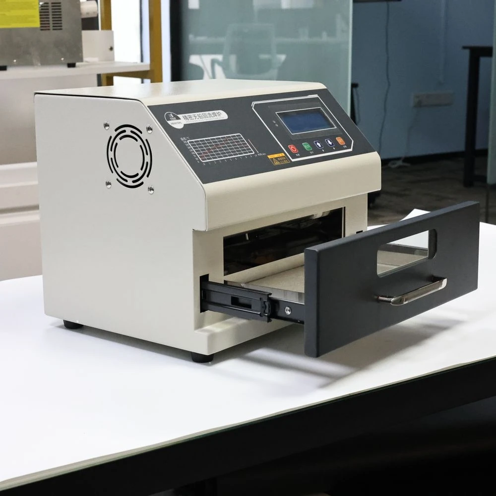 Para producción y procesamiento de lotes pequeños Smt ZB2015HL horno de reflujo de escritorio 700W 200x150mm soldadura de reflujo Smd de aire caliente infrarrojo