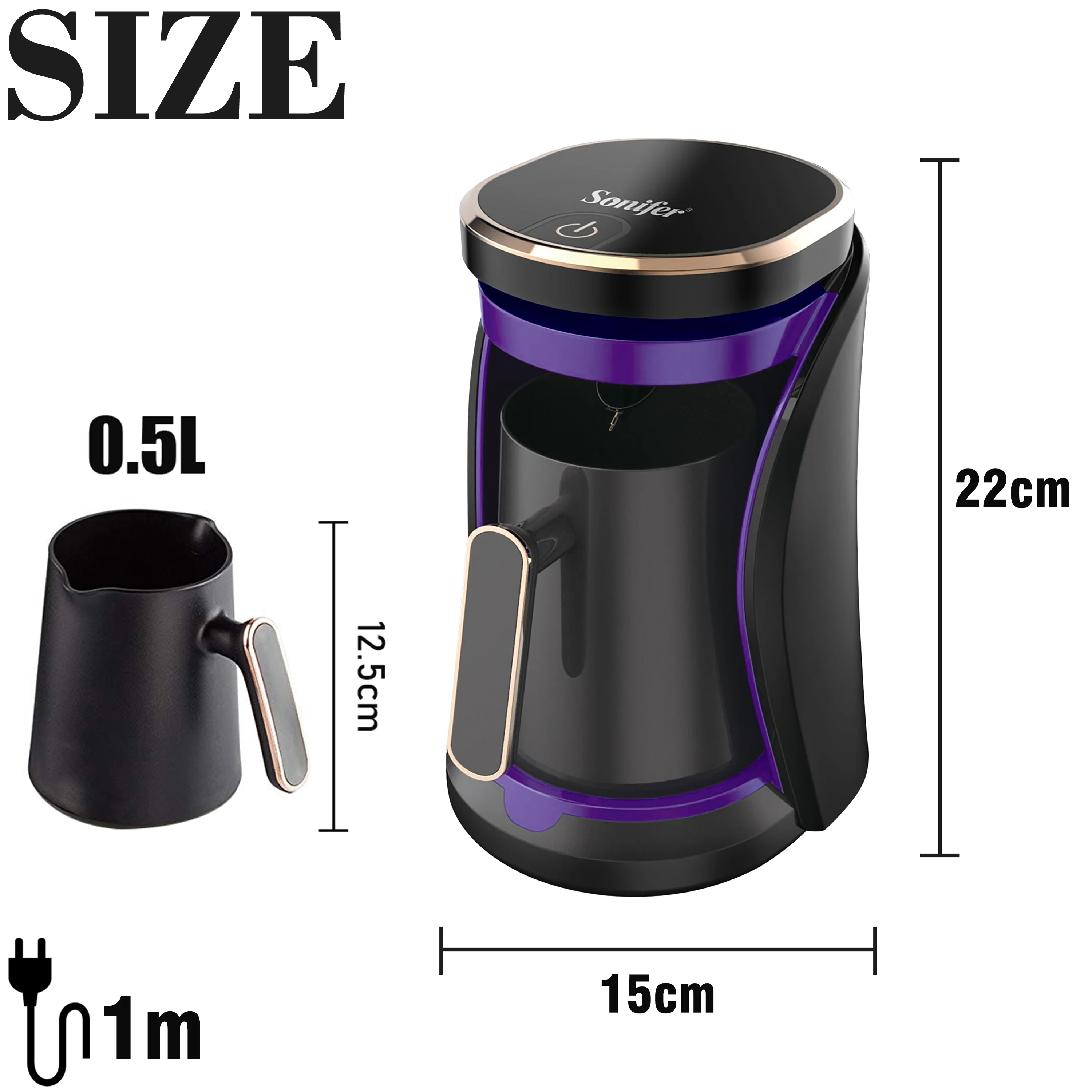 Automatic Turkish Coffee Machine Cordless Electric Pot Portable Travel 800W Coffee Maker 220V Sonifer