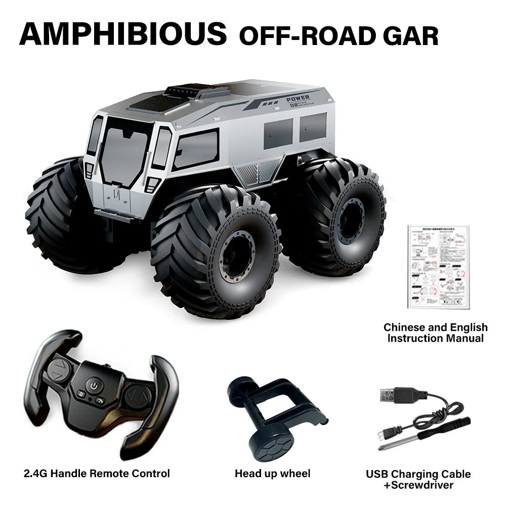 Voiture RC 9IMOD, échelle 1/24, étanche, 4WD, 2.4Ghz, Q210, eau, terre, double Mode, voiture de cascade amphibie, une clé pour démarrer, voiture tout-terrain RC