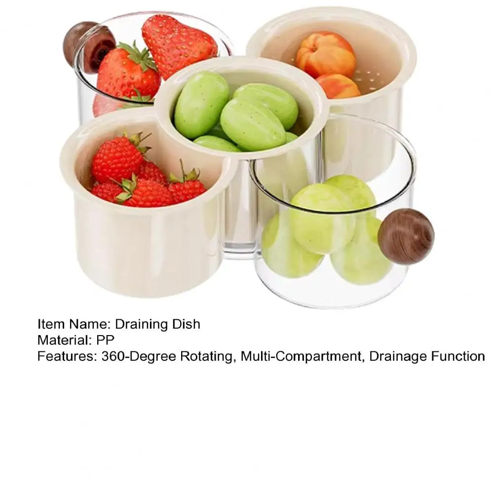 

Multifunctional Draining Dish 360 Degree Rotating Storage Tray with Drainage Layer Fruits Vegetables Nuts Snacks Multi-Unit Serv