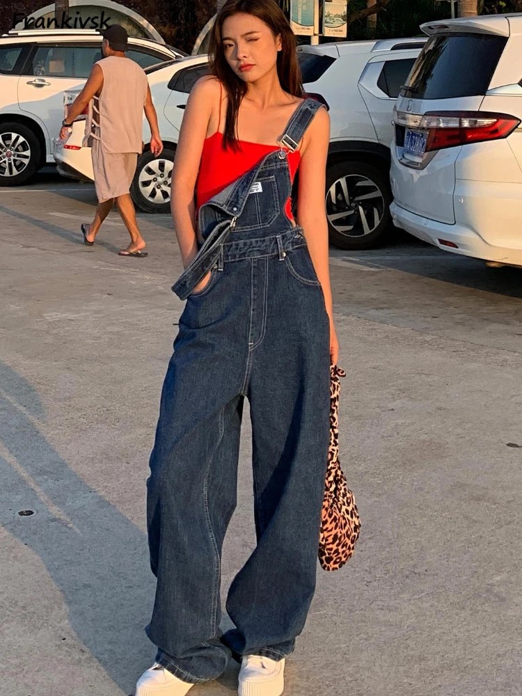 Denim Jumpsuits Women High Waist All-match Fashion American Style Youthful Vitality Full Length Streetwear Aesthetic Autumn Chic