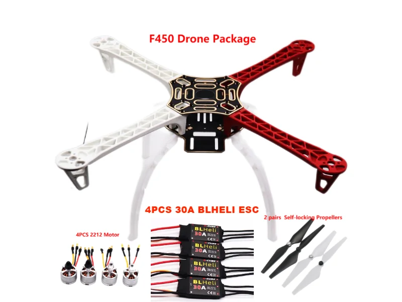 Kit Drone F450 avec Cadre 450, pour APM PIXHAWK 4 Axes RC Multicopter Quadcopter Heli Multi-Rotor avec Train d'Atterrissage