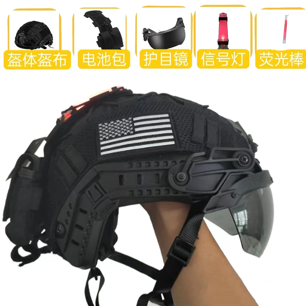 Tactische helmset COD Volledige set beschermingsmiddelen met NVG-model Light Stick-signaallamphoofdtelefoon voor CS Field Cosplay