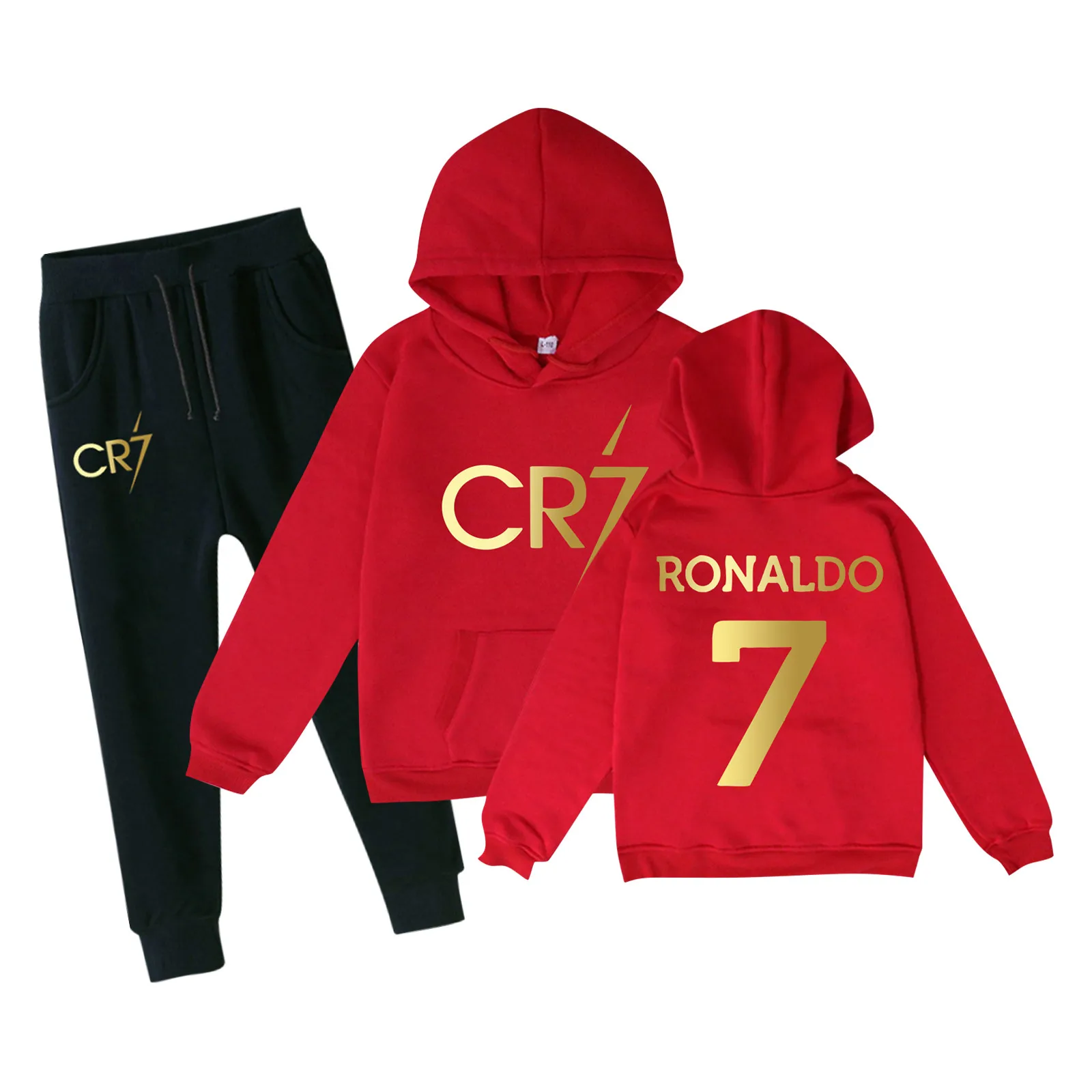 Felpe con cappuccio per ragazzi e ragazze felpa con stampa Set di pantaloni per completi per bambini abbigliamento sportivo carino Teen Ronaldo Tops