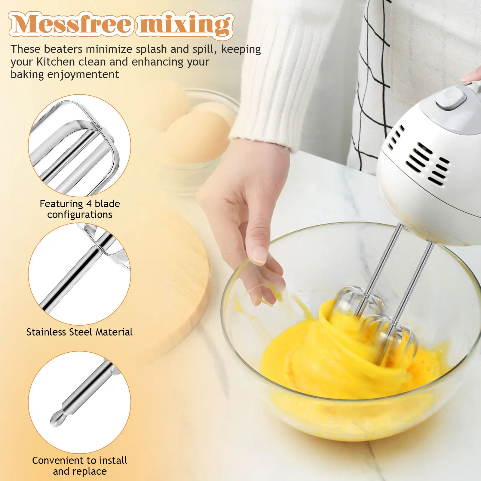 

2 pcs Electric Beater Attachments Stainless Steel For Hand Mixer Replacement Cake Mixer kitchen Dough Whisk Baking Tools Blender