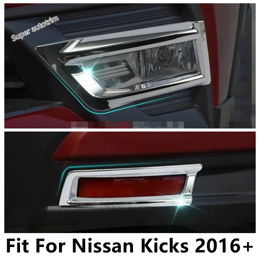 

Front Rear Bumper Fog Lights Lamps Frame Decoration Cover Trim For Nissan Kicks 2016 - 2021 Chrome Accessories Exterior Refit