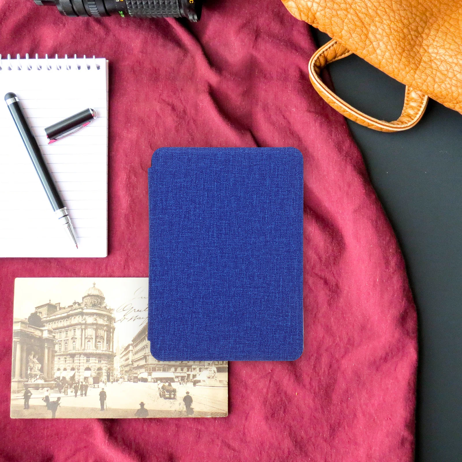 

Textile Protective Cover E-reader -book Protector Pu Blue Accessory Office