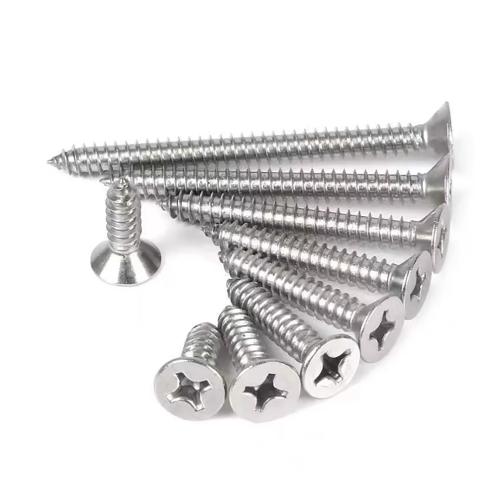 30-300Pcs Stainless Steel Self Tapping Screw M8 M6 Cross Countersunk Head Flat Head Screw Wooden Board Screw Length 16mm-100mm