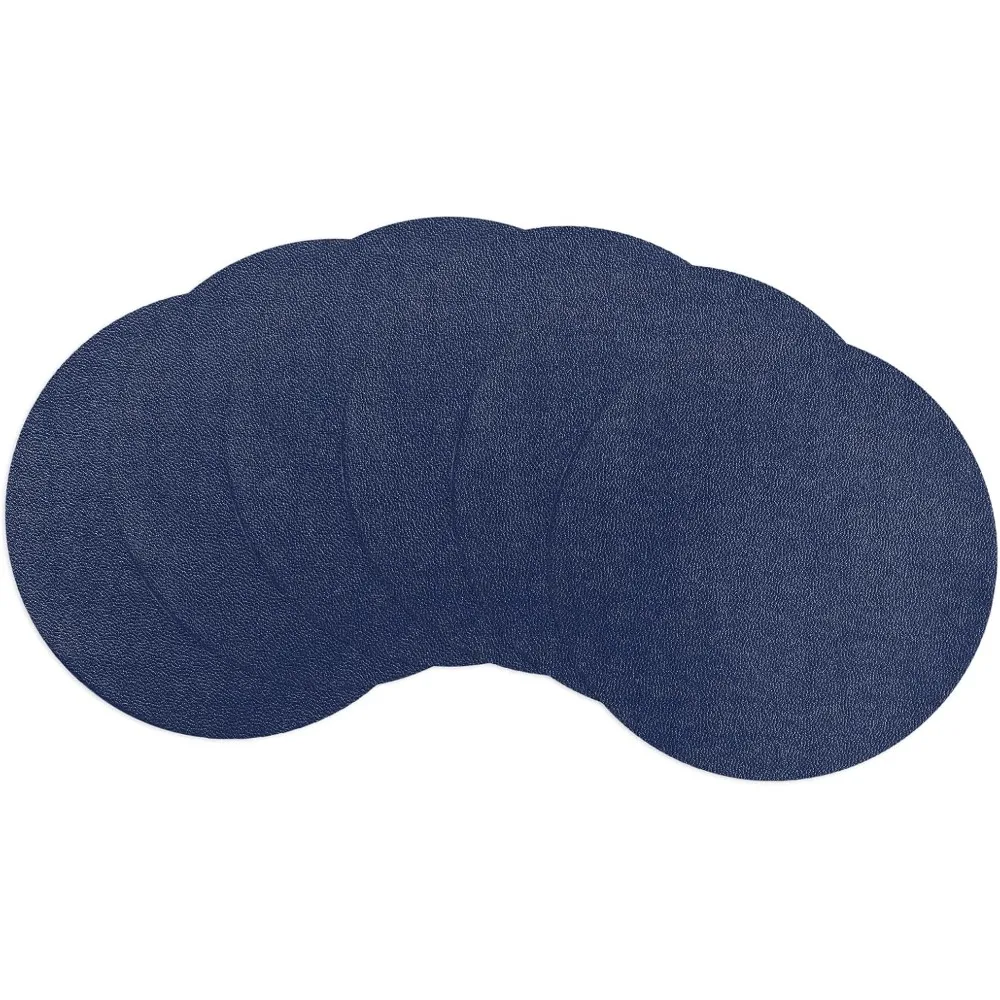 

Round Drink Coasters Set Of 6 Dual Sided Non-Slip Non-Stick Waterproof Leather Coasters For Drinks, Coffee Table