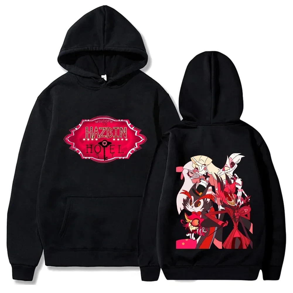 Y2k Street Clothing 2024 Fun Alastor Print Sweatshirt for Men and Women Hazbin Hotels Anime Clothing Hoodie