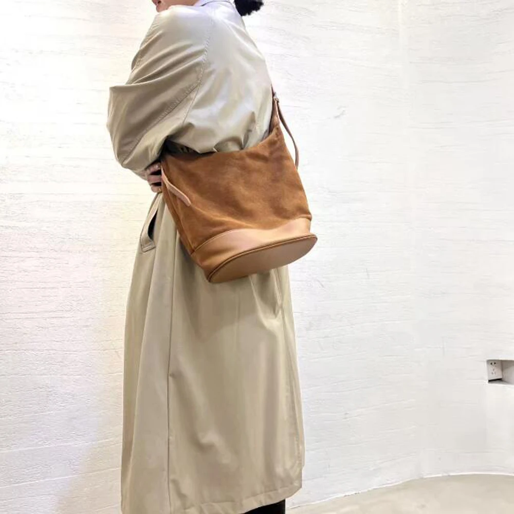 Fashion Cow Skin Suede Leather Shoulder Bag for Women High Quality Phone Purse Female Hobos