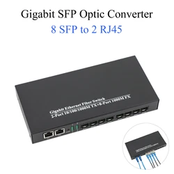 8 SFP to 2 RJ45 Transceiver 1PCS Gigabit SFP Media Converter 10/100/1000M Fiber Optic Switch With 3KM/20KM SC SFP Module