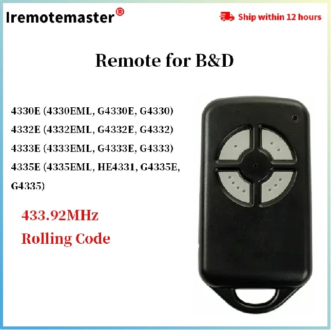 For Compatible with BND/ Liftmaster Remote Control 4330E, 4332E, 4333E, 4335E, 433.92MHz