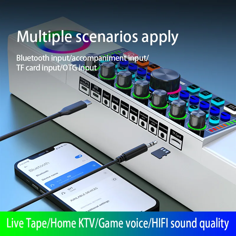 SY8 Live Broadcast Sound Card Bluetooth Speaker All-in-One Machine Outdoor Party Home Karaoke Stereo Subwoofer Speakers with Mic
