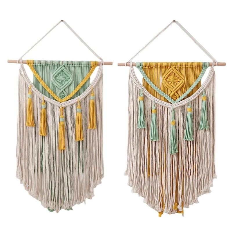 

Colorblock Macrames Wall Hangings Woven Tassels Wall Tapestrys Aesthetic Decorations Home Wedding Decorations Craft