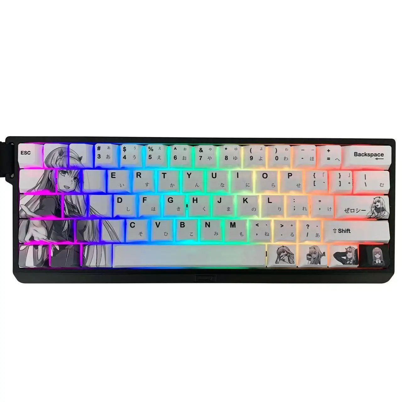 アニメキーキャップ 130 キー DARLINGintheFRANXX キーキャップ DYE-SUB キーキャップ PBT チェリープロファイルメカニカルキーボード ND63Ace60/68