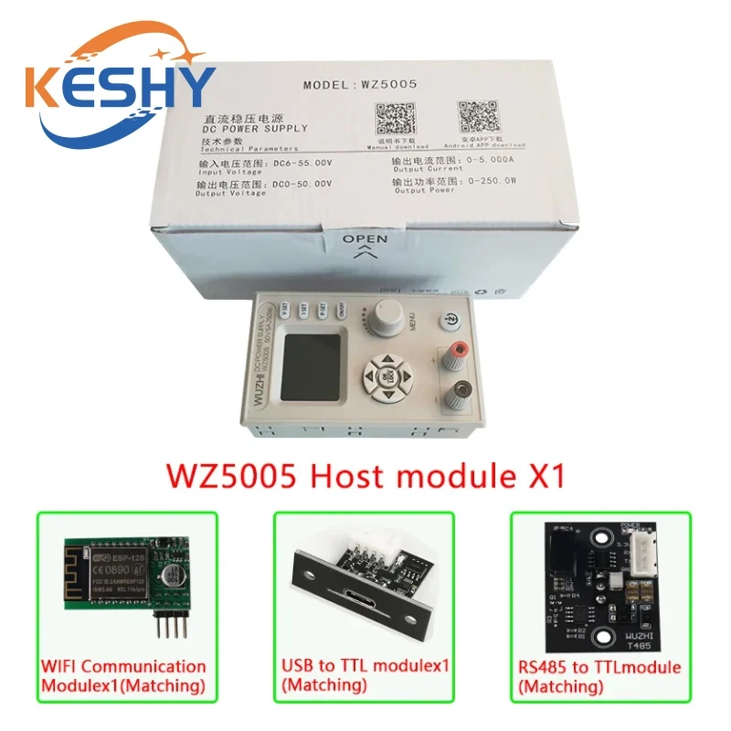 

DC DC Buck Converter CC CV 50V 5A Power Module Adjustable Regulated laboratory Variable power supply communication WZ5005