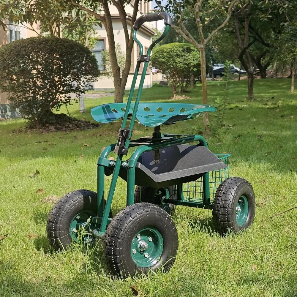 

Садовая тележка, садовое рабочее сиденье на колесиках, сверхмощная садовая тележка для инструментов с выдвижной ручкой и местом для хранения