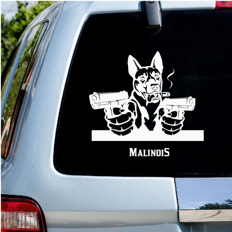 Gangster Belgian Shepherd Malinois Alaskan Dog with Gun Vinyl Car Sticker for Volkswagen Bmw E46 Bmw E90 Passat B6