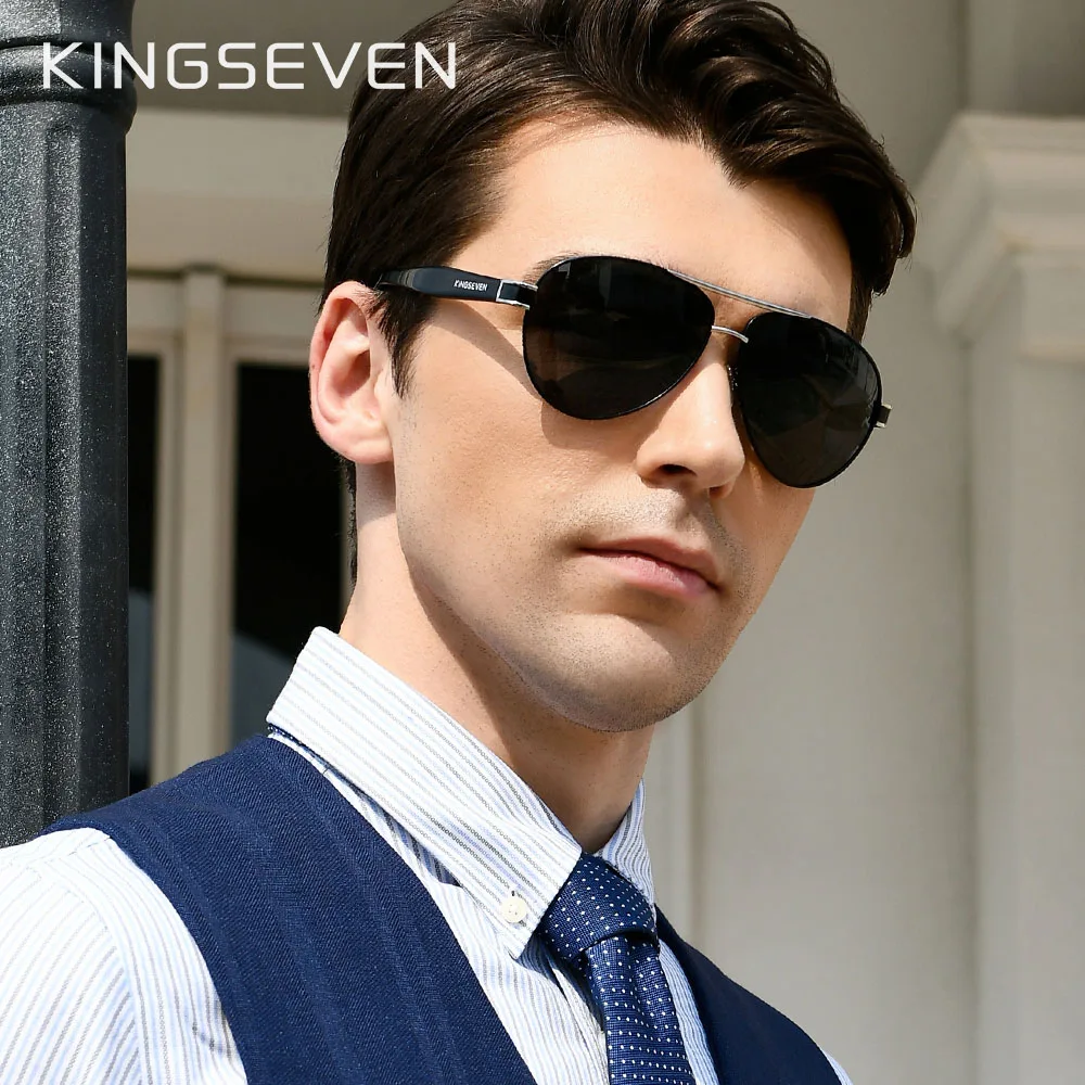 KINGSEVEN 2024 Alloy Acetate Pilot Sunglasses Men Polarized Gradient Sun Protection Glasses Women Wire-Core Temples Eyewear