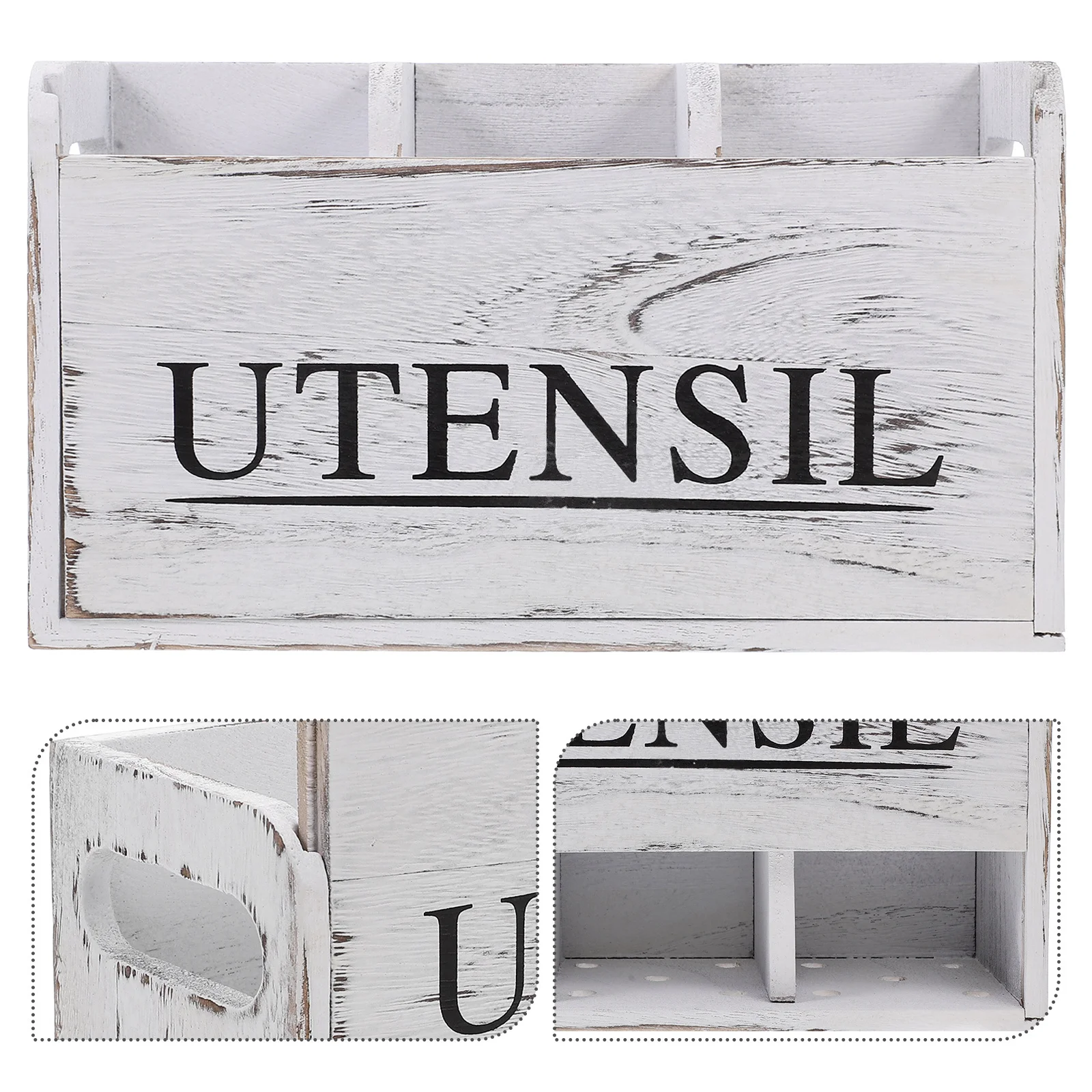 

Countertop Kitchen Utensil Holder Wooden Forks Spoons Organizer Multifunctional Design Easy Clean Rustic Charm Cutlery Storage