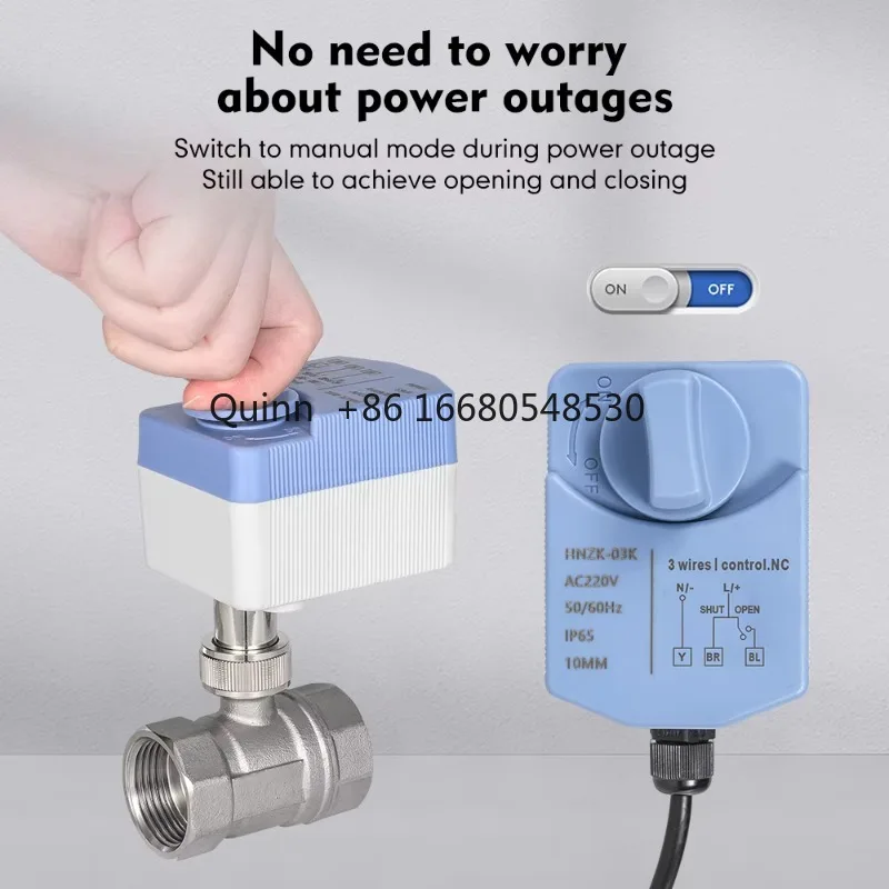 VD 1/2-2 Inch 2-Way Waterproof  220V/12V/24V 3-Wire 2-Point Stainless Steel Actuator Ball Electric Control Valve with Manual Swi