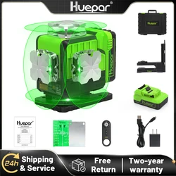 Huepar P04CG 4D Laser Level Self Leveling 4D Green Beam Bluetooth  Laser Tool Remote Control Li-ion Battery & Hard Carry Case