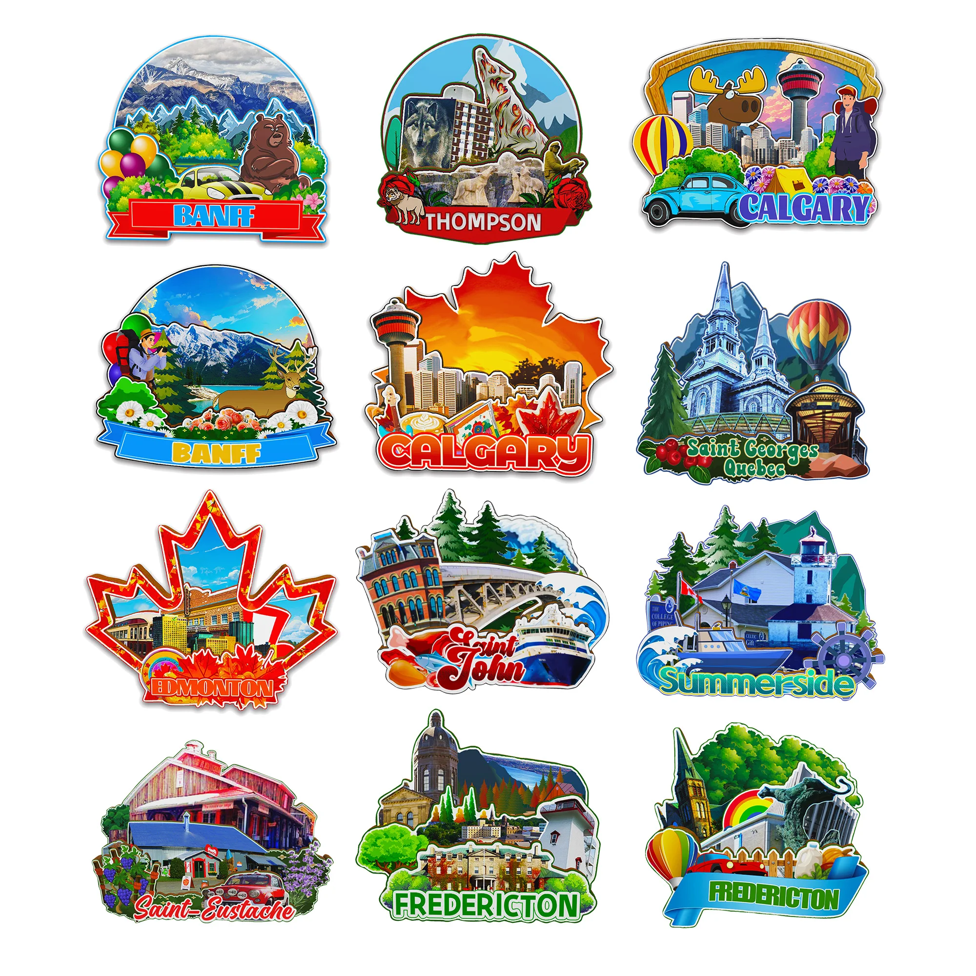 Ímãs decorativos para Thompson Fredericton Saint Eustache Edmonton Saint Georges Summerside Calgary Canadá Cidade Marcos