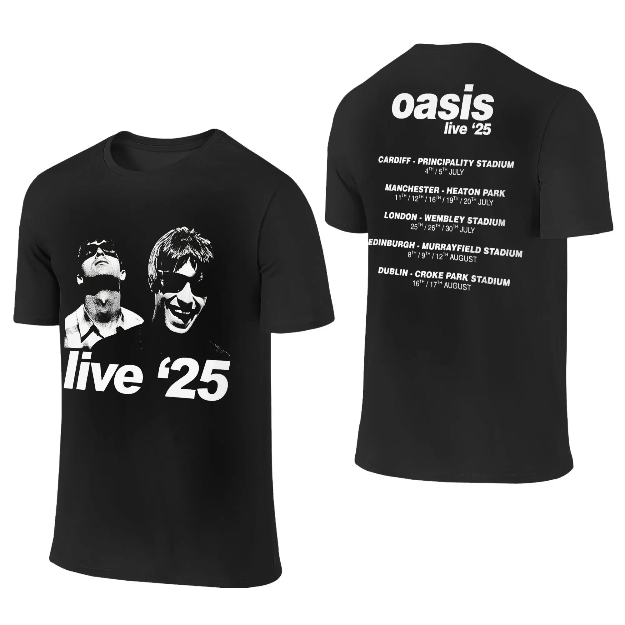

Новинка O-Oasis Live 25 Tour Rock Band Футболка Мужская Женская Футболка с круглым вырезом 2025 Концертная футболка 2-сторонняя одежда больших размеров