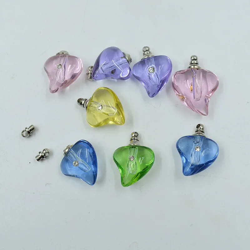 NEW !  200pcs MINI pink color heart Pendant/vials *perfume bottle Rice charm