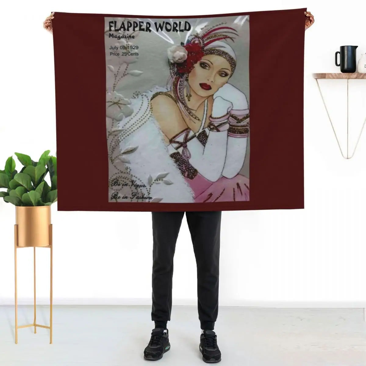 FLAPPER WORLD : Vintage 1929 Fashion Magazine Advertising Print Throw Blanket halloween Decorative Beds Designers Cute Blankets