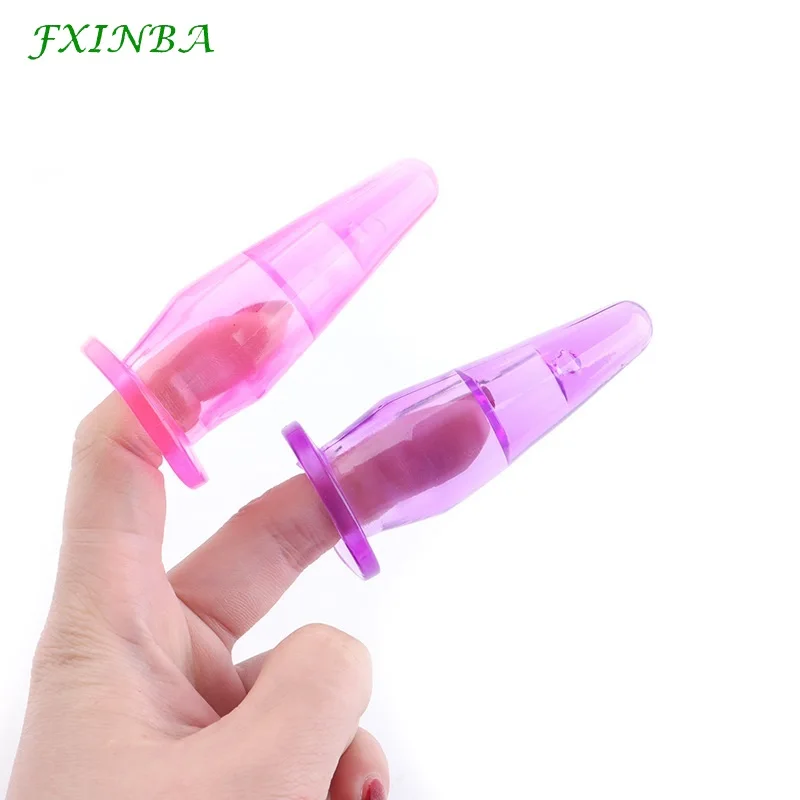 FXINBA Mini Finger Butt Plug Anal Sex Toys for Men Women Vagina Dilator Jelly Anal Plug Prostate G-Spot Massager Dildo