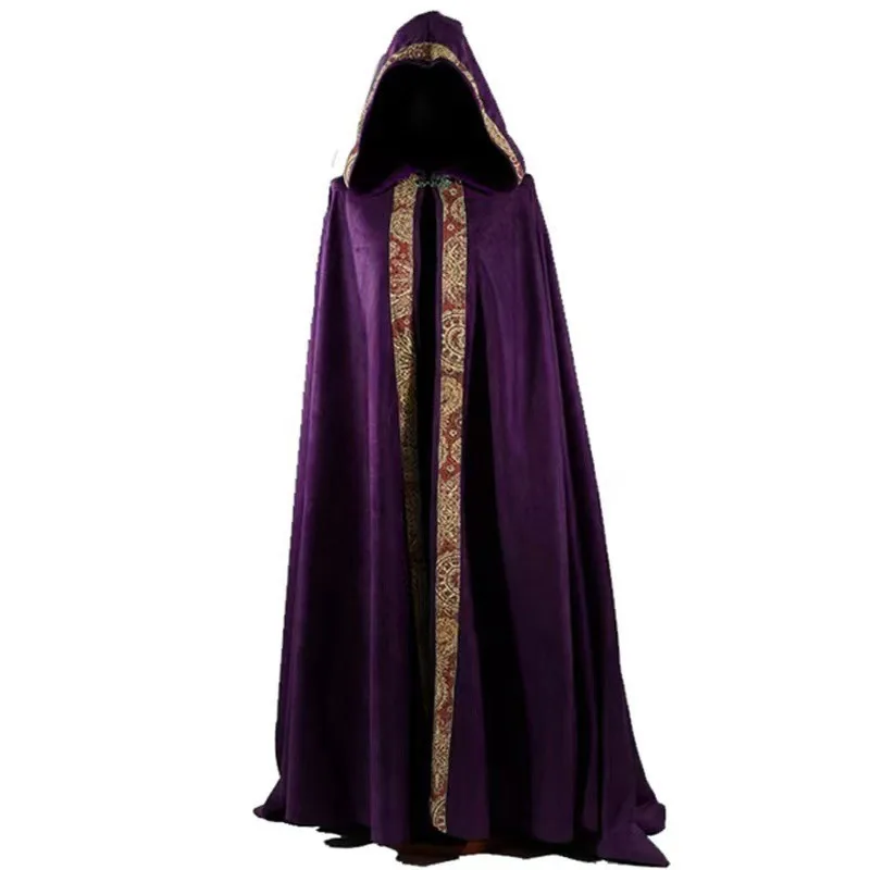 Men’s Women’s Wizard Cloak Loose Fit Hooded Cape Halloween Stage Performance Costume for Cosplay - view 5