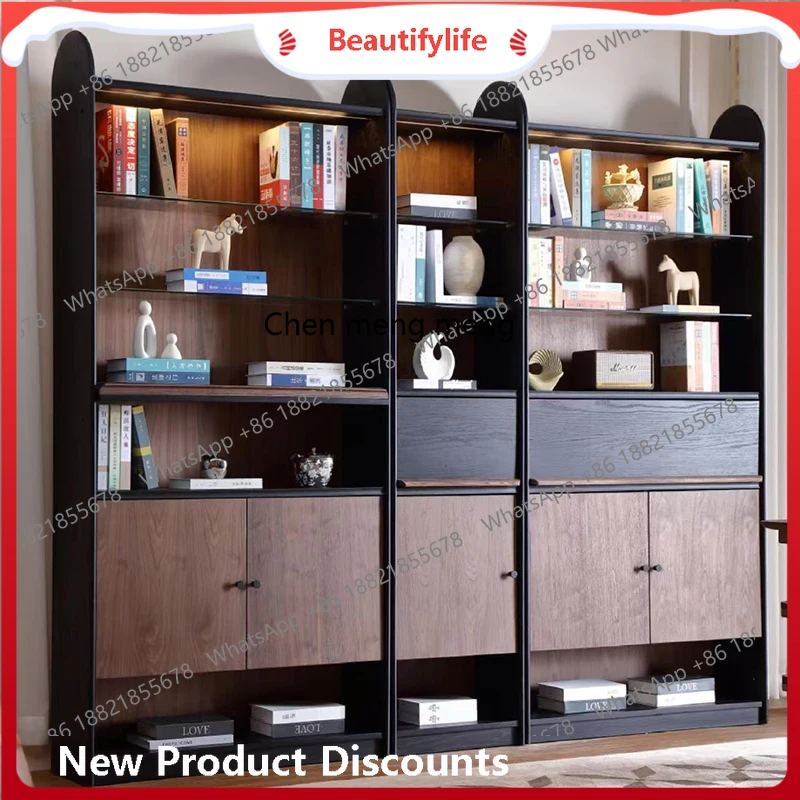 

Medieval solid wood bookcase free combination modern simple solid wood bookshelf study, Italian style H