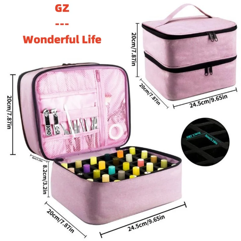 

Nail Polish Carrying Case, Storage, Double-Layer Nail Tools, Organizers and Dryer Case, Holds 30 Bottles, Various Sizes, New