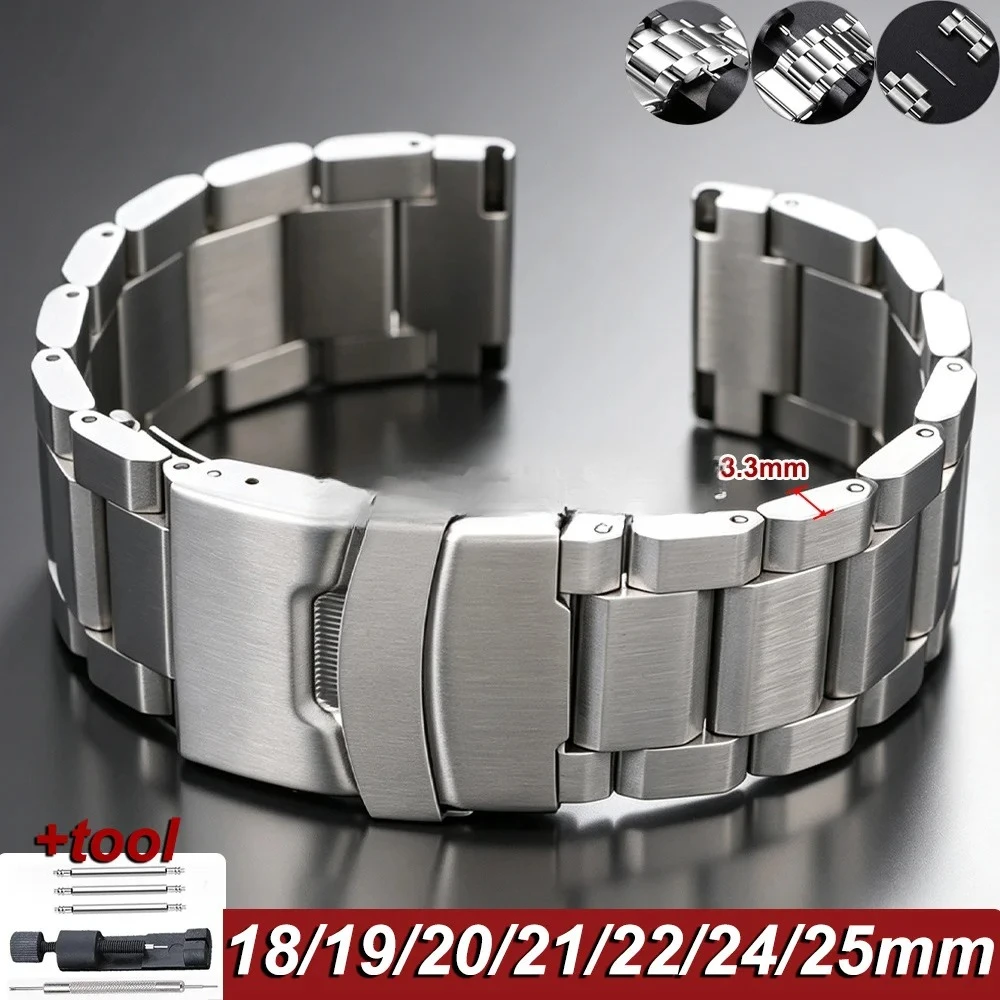 18mm 19mm 20mm 21mm 22mm 24mm 25mm Luxus-Uhrenarmband aus massivem Edelstahl für Seiko-Uhren, universelles Armband-Zubehör