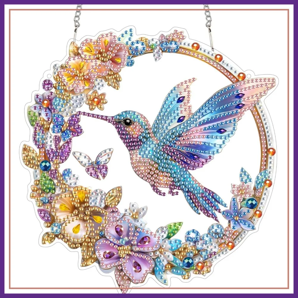 

Crystal Diamond Painting Kit for Hanging Bird Suncatcher, Special Shaped DIY Art, Spring Summer Window Decor 7.6x7.3 Inch