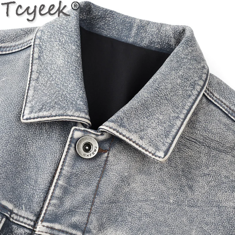 Tcyeek Genuine Leather Jacket Men Clothes Real Cowhide Leather Coat Casual Spring Autumn Mens Jackets Jaqueta De Couro 2025