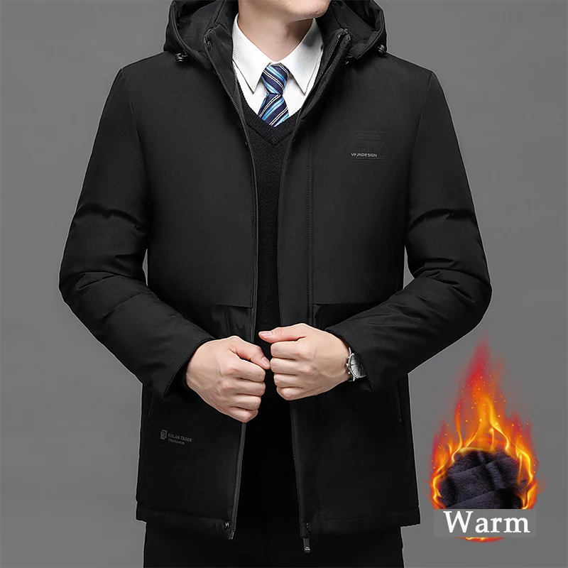 Men\'s Clothes In Winter 2024 New Warm Cotton-padded Clothes Casual Fashion Detachable Hat Windproof Plush Cotton-padded Jacket