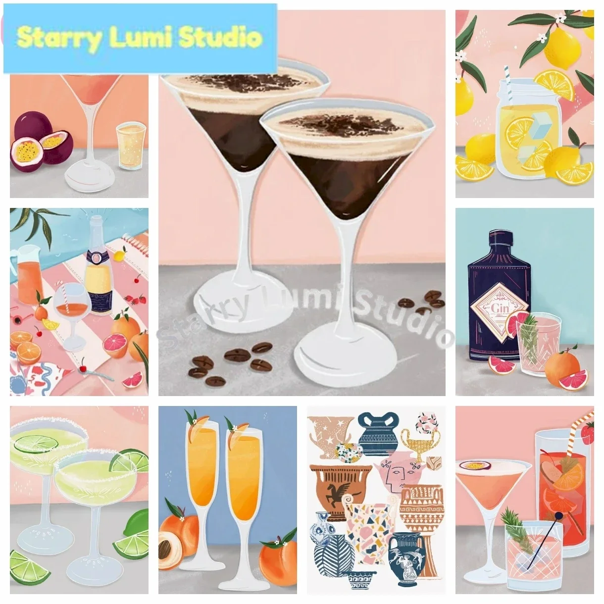 Modern 5D DIY Diamond Painting Rhinestones Adults Manhattan Bloody Mary Cocktail Landscape DIY Cross Stitch Bar Gifts Wall Art