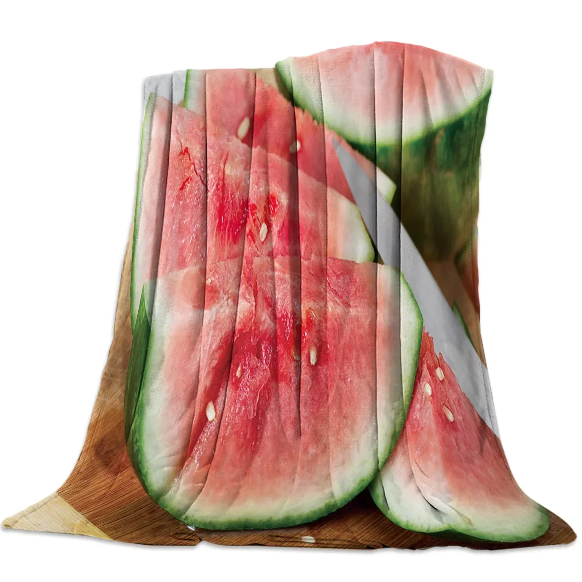 Watermelon Flannel Throw Blanket Fresh Fruit Blanket King Queen Size Warm Super Soft Lightweight Teenage Boys Girls Summer Gift
