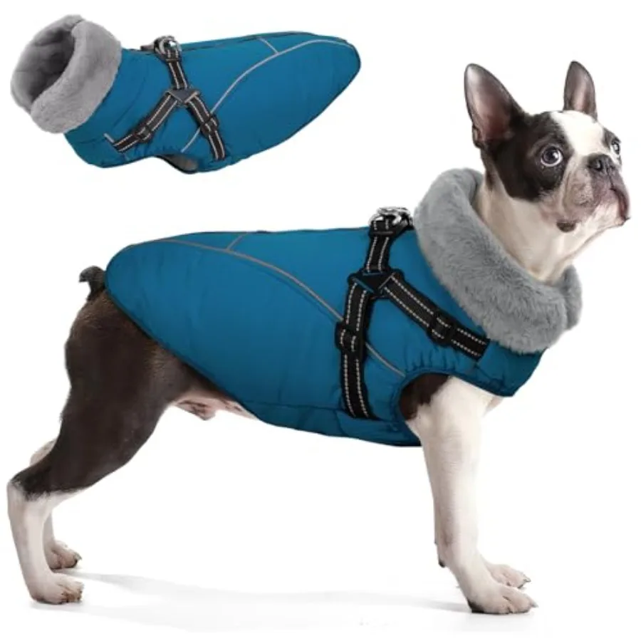 

Куртка для больших собак с интегрированной шлейкой, светоотражающая, водонепроницаемая, с флисовой подкладкой, теплая