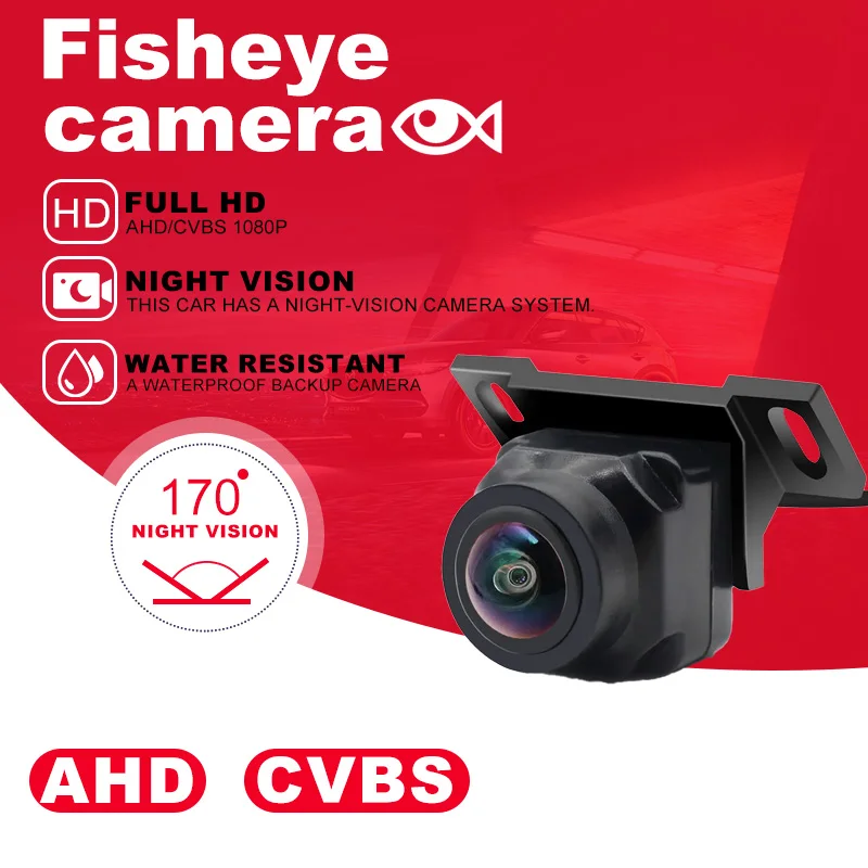 

170° Waterproof Car Reverse Camera, 12V Universal Rear View Backup Cam with HD Night Vision for Monitor