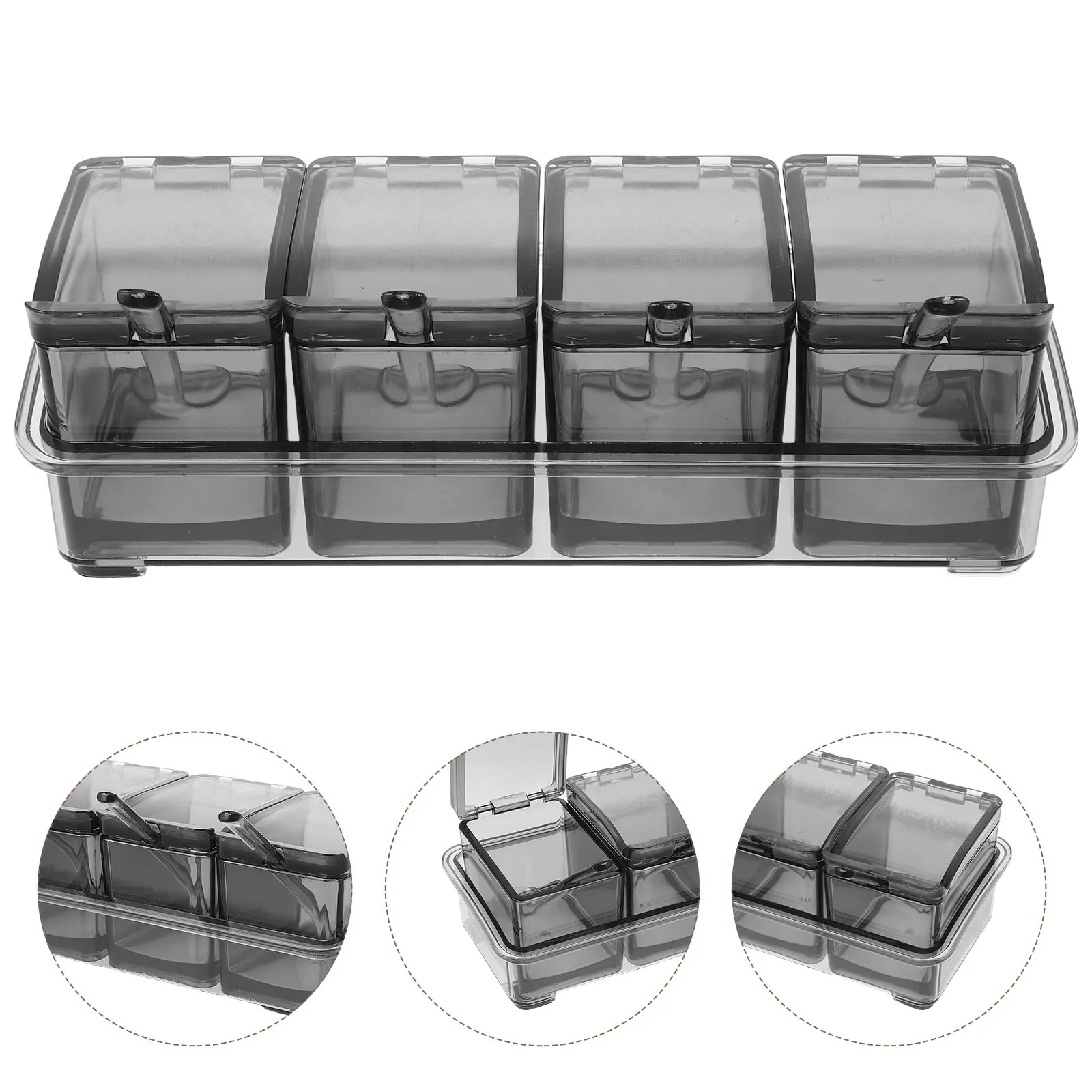 

Spice Container Set Plastic Seasoning Box Transparent Lids Food-Grade Multi-Grid Condiment Storage Organizer