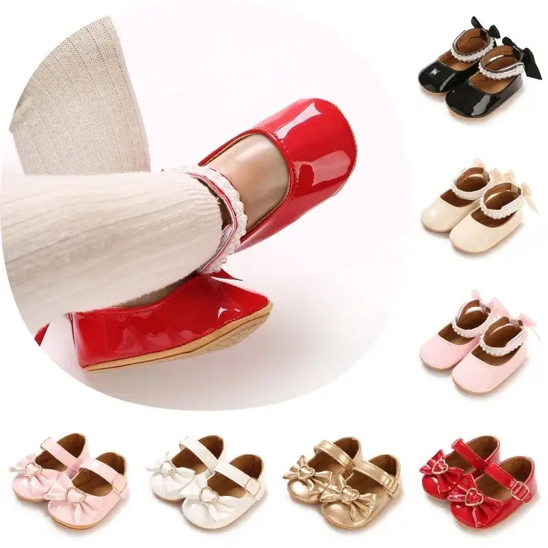 

Princess Shoes for 0-18 Months Baby with Cute Bow Decoration Soft Spring And Autumn Walking Shoes