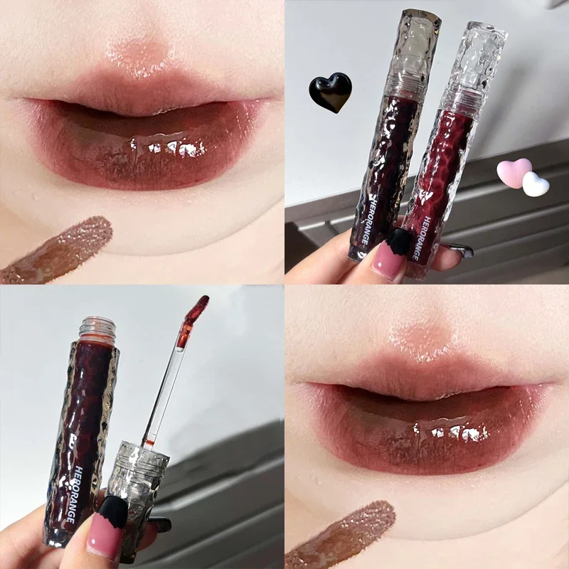 Mirror Jelly Dyeing Lip Gloss Moisturizer Liquid Lipstick Waterproof Long Lasting Nude Black Red Lip Tint trucco coreano cosmetico