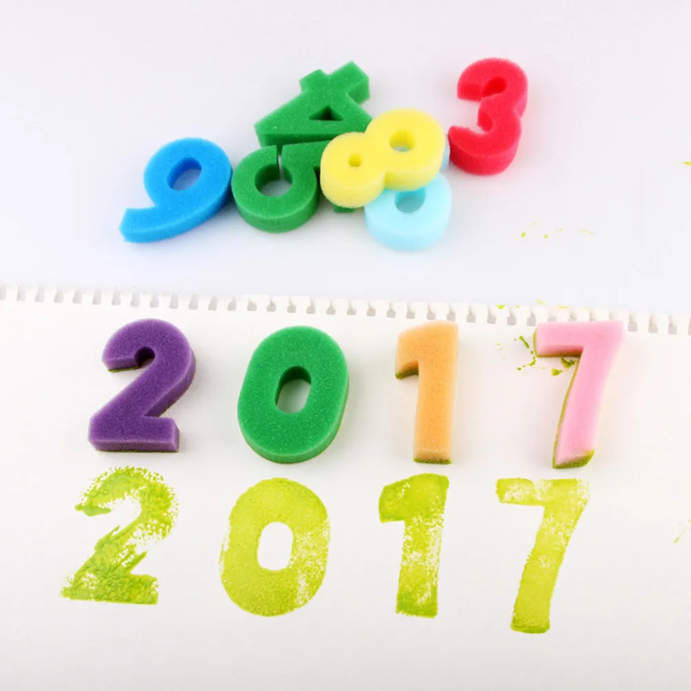 

Набор из 10 губок-штампов для рисования с цифрами, в мультяшном стиле, для поделок своими руками, для детского творчества, набор губок для рисования, губки для красок