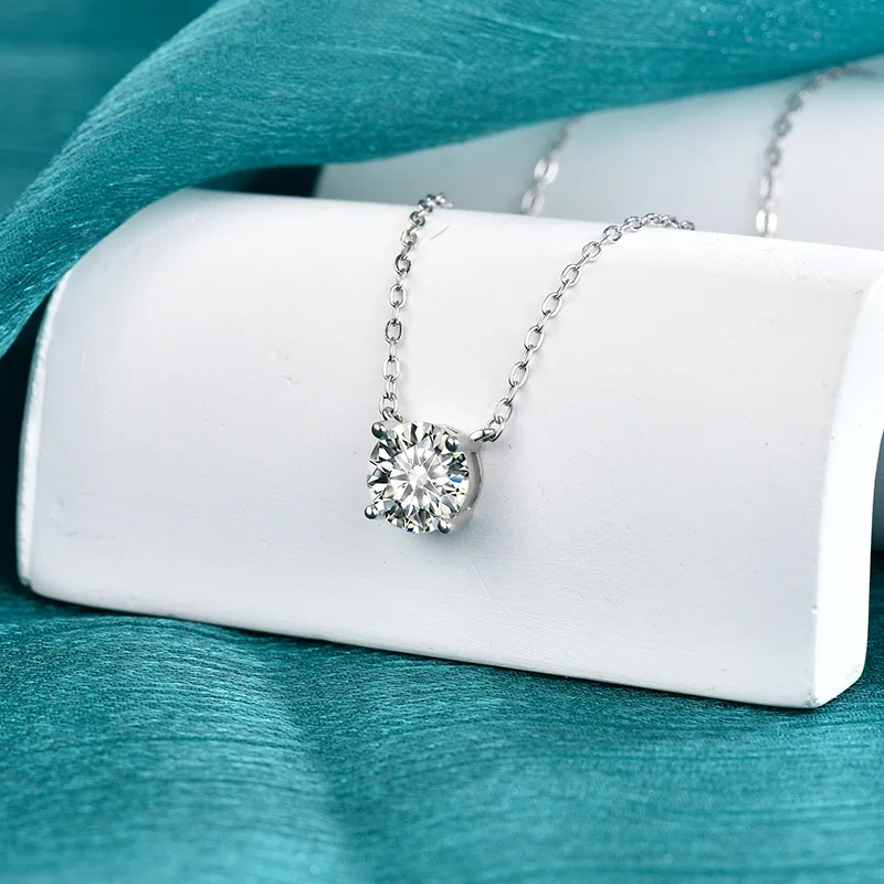 925 Sterling Silver Necklace Pendant Simulated Moissanite for Women Wedding Engagement Jewelry Fashion 5A Zircon Gift Party