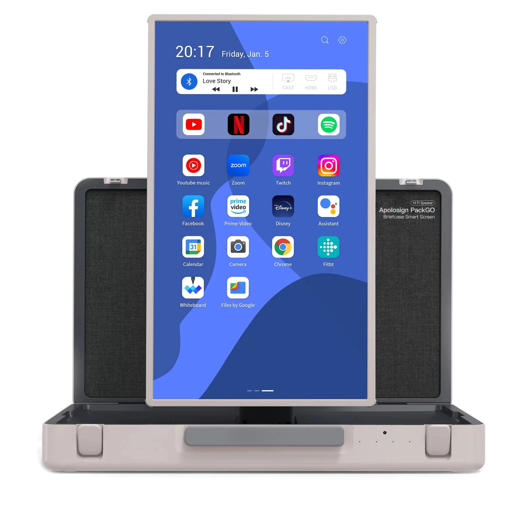 Smart Screen Suitcase PackGO 27 Inch Briefcase   Touch Screen Tablet Outdoor Smart Tv Android 12 System